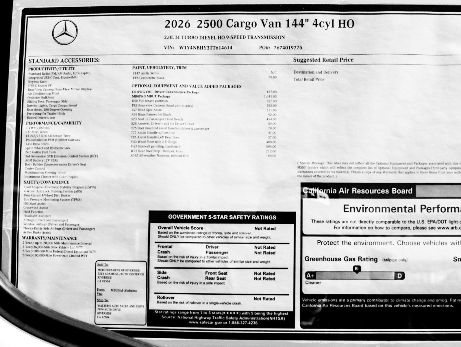 New 2026 Arctic White Mercedes-Benz 2500 Standard Roof I4 Diesel HO 144 RWD image 26