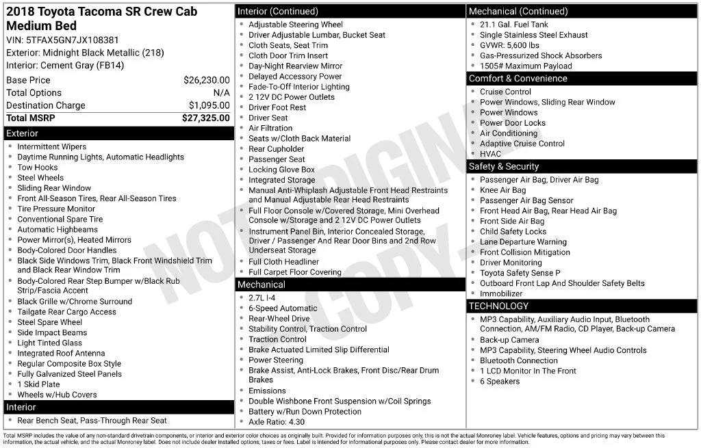Used 2018 Black Toyota SR image 6