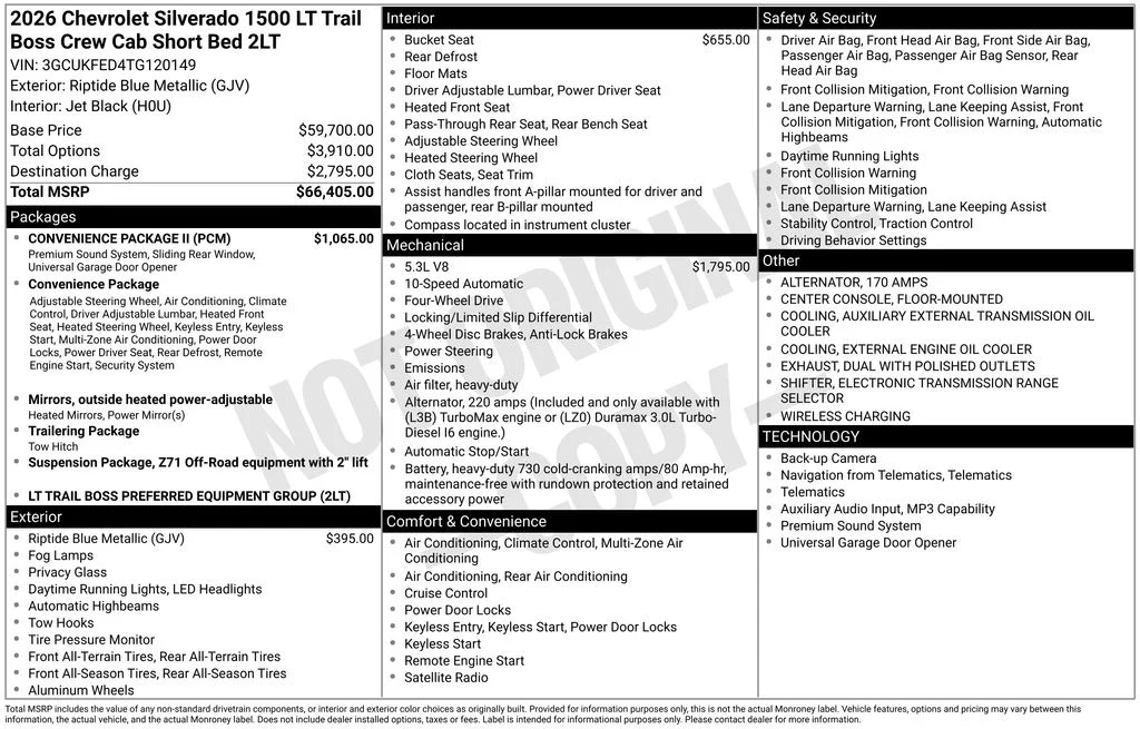 Used 2026 Blue Chevrolet LT Trail Boss image 10