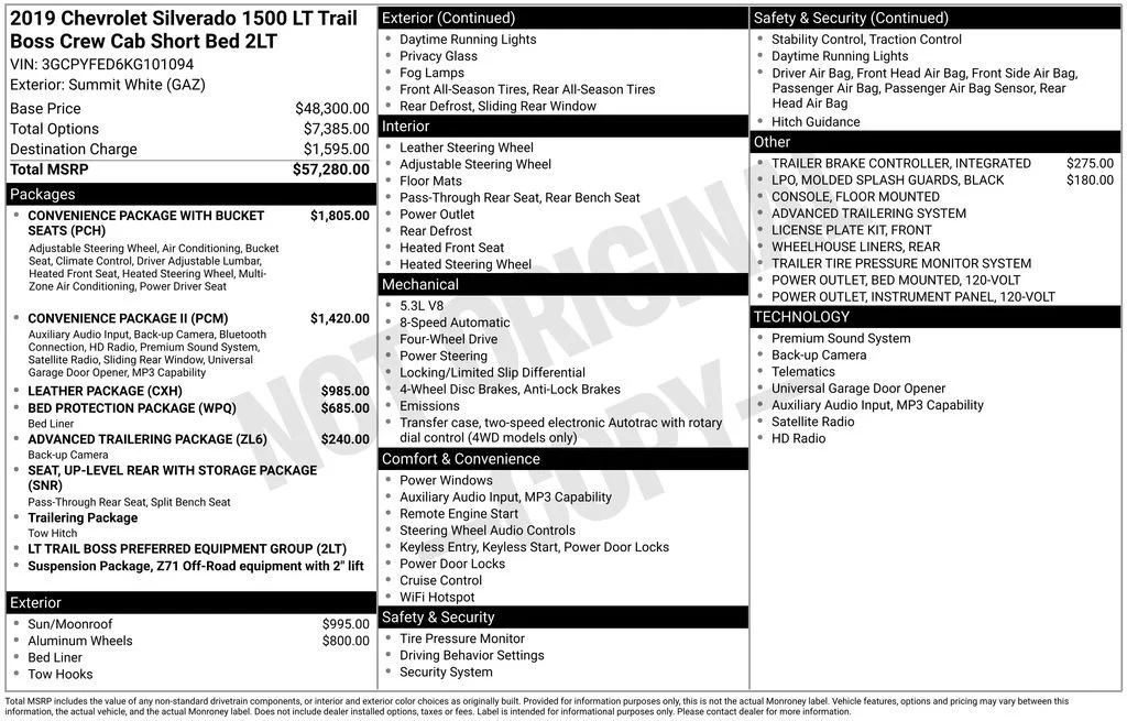 Certified Used 2019 SUMMIT WHITE Chevrolet LT Trail Boss image 36