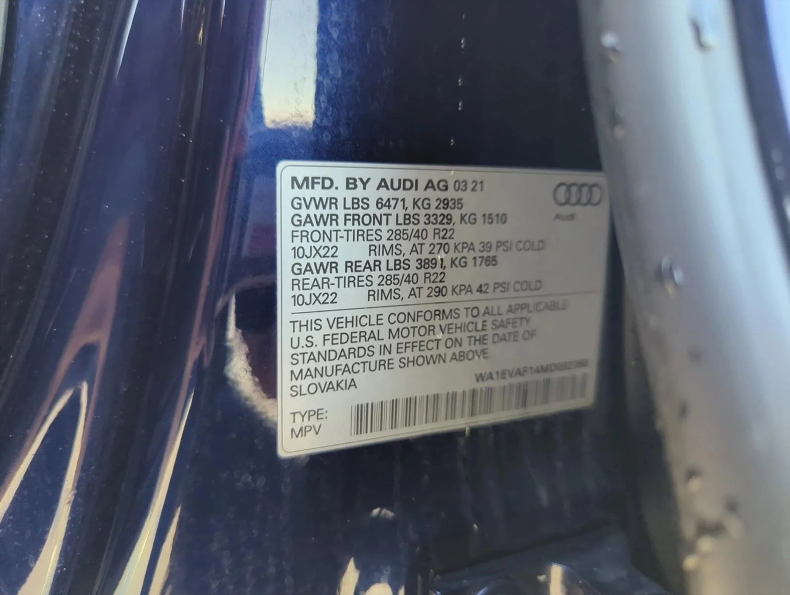 Used 2021 Galaxy Blue Metallic Audi Premium Plus image 28