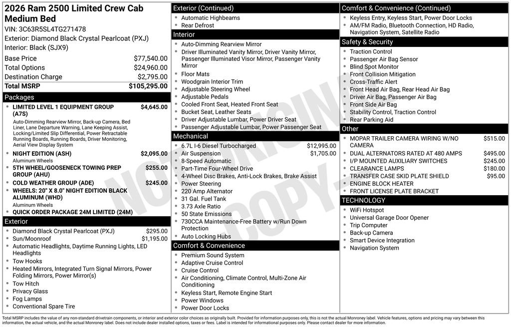 New 2026 Diamond Black Crystal Pearl-Coat Exterior Paint RAM Limited image 22