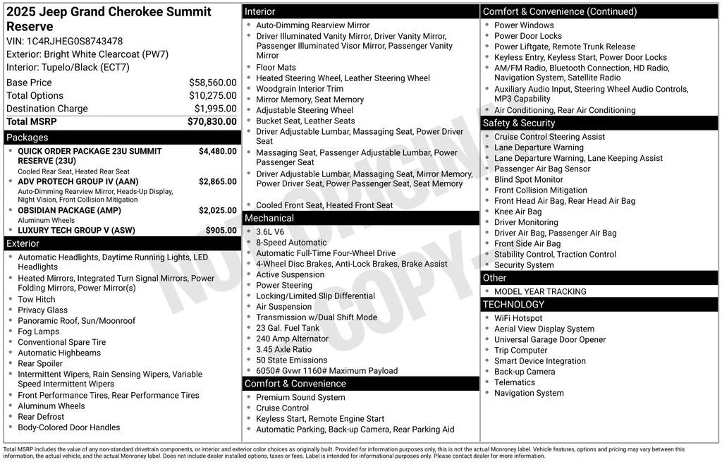 Certified Used 2025 White Jeep Summit Reserve image 7