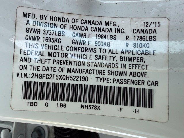 Used 2016 Taffeta White Honda LX image 13