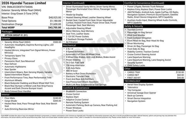 New 2026 Serenity White Pearl Hyundai Limited AWD image 32