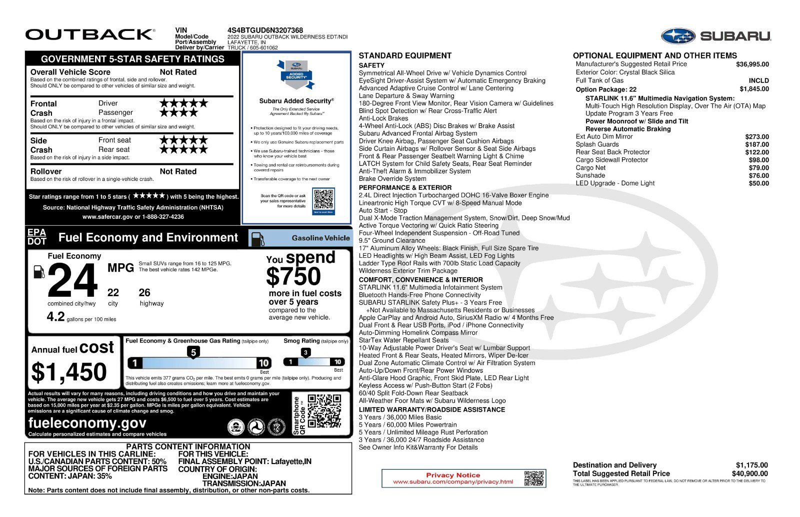 Used 2022 Crystal Black Silica Subaru Wilderness image 11