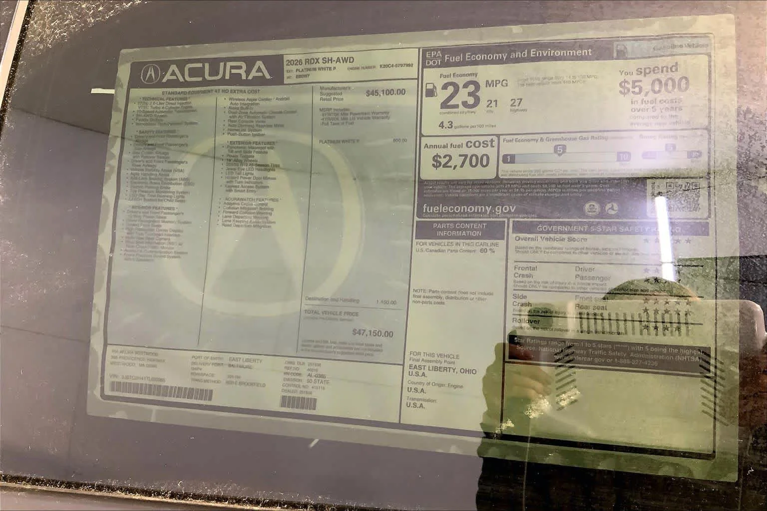New 2026 Platinum White Pearl Acura BASE image 19