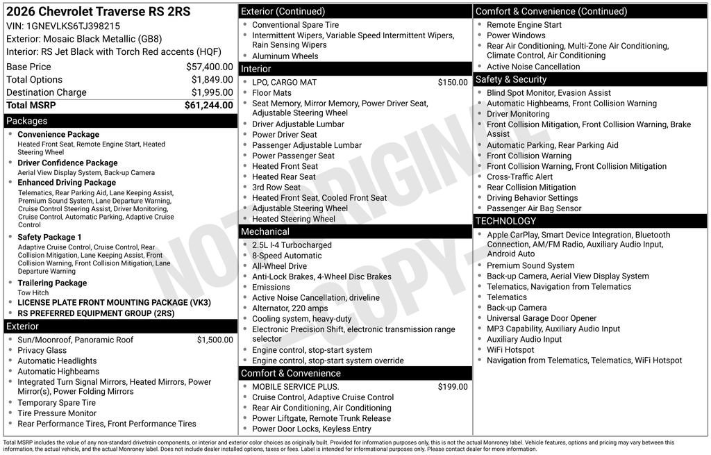 New 2026 Mosaic Black Metallic Chevrolet RS image 26