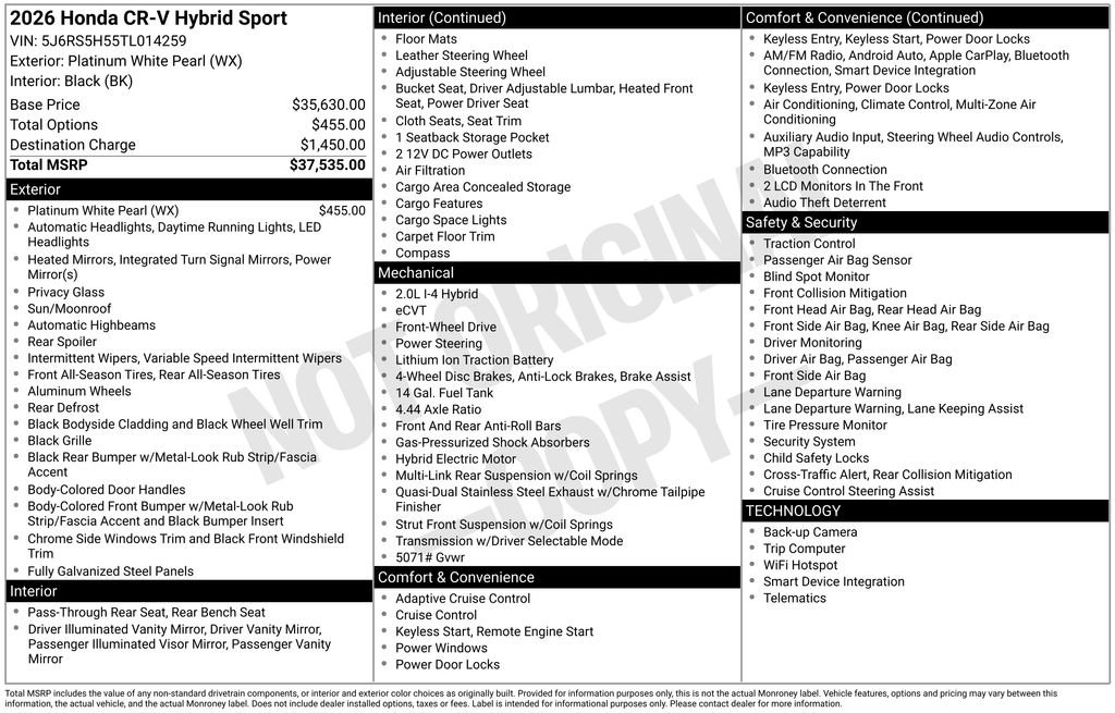 Used 2026 Platinum White Honda Sport image 11