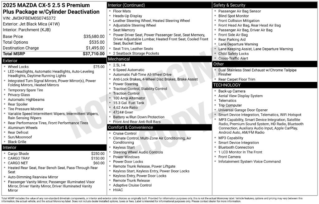 Used 2025 Black Mazda 2.5 S Premium Plus Package image 6