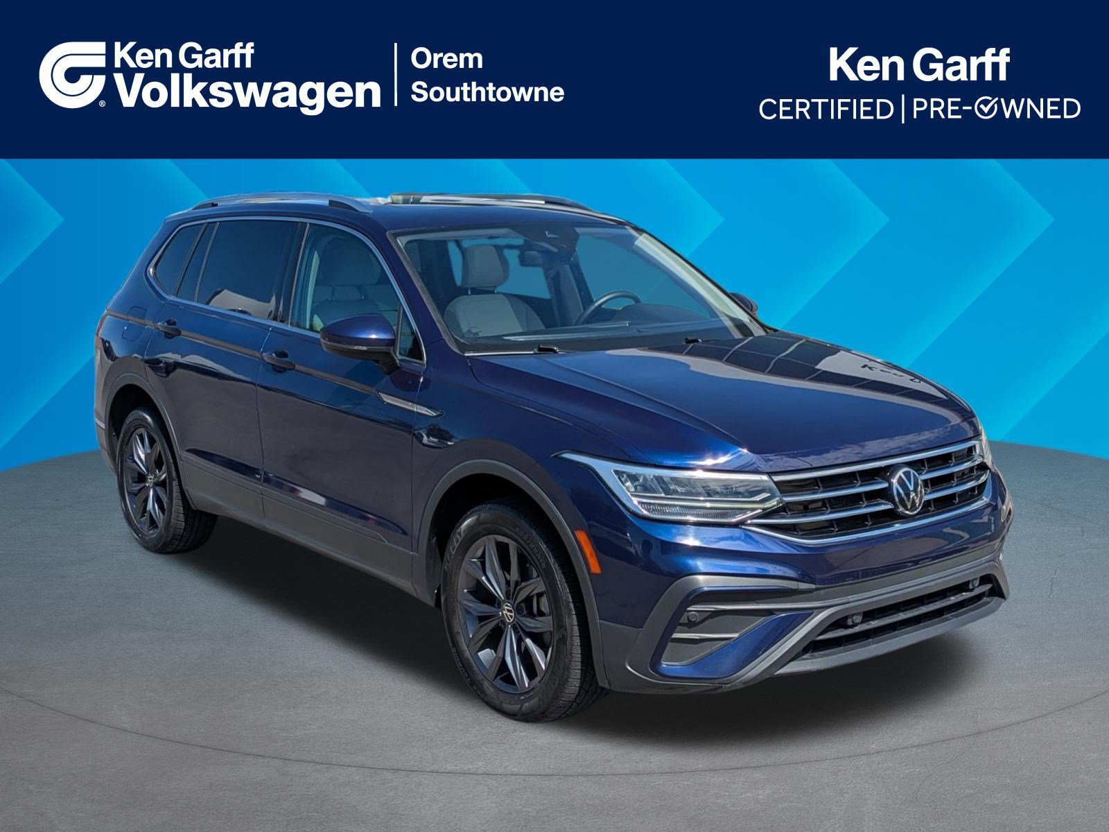 Used 2022 Atlantic Blue Metallic Volkswagen SE image 1