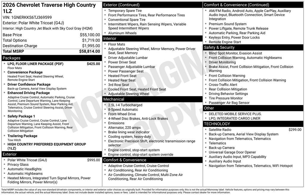2026 Chevrolet Traverse FWD High Country's photo
