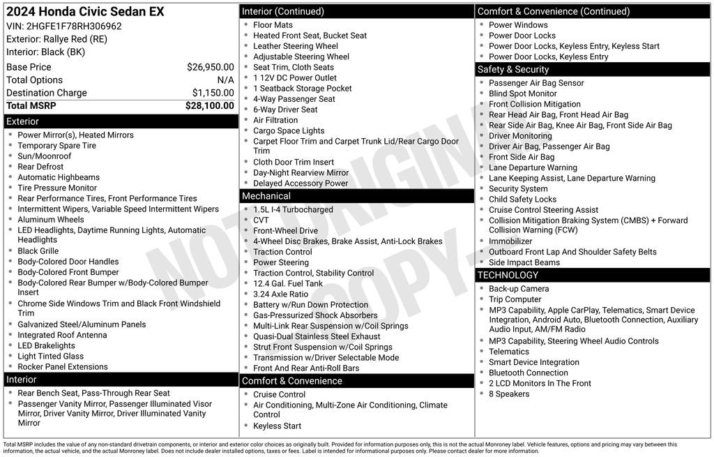 Certified Used 2024 Rallye Red Honda EX image 24