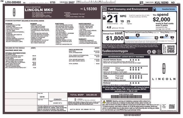 Used 2019 White Platinum Clearcoat Metallic Lincoln Reserve image 45