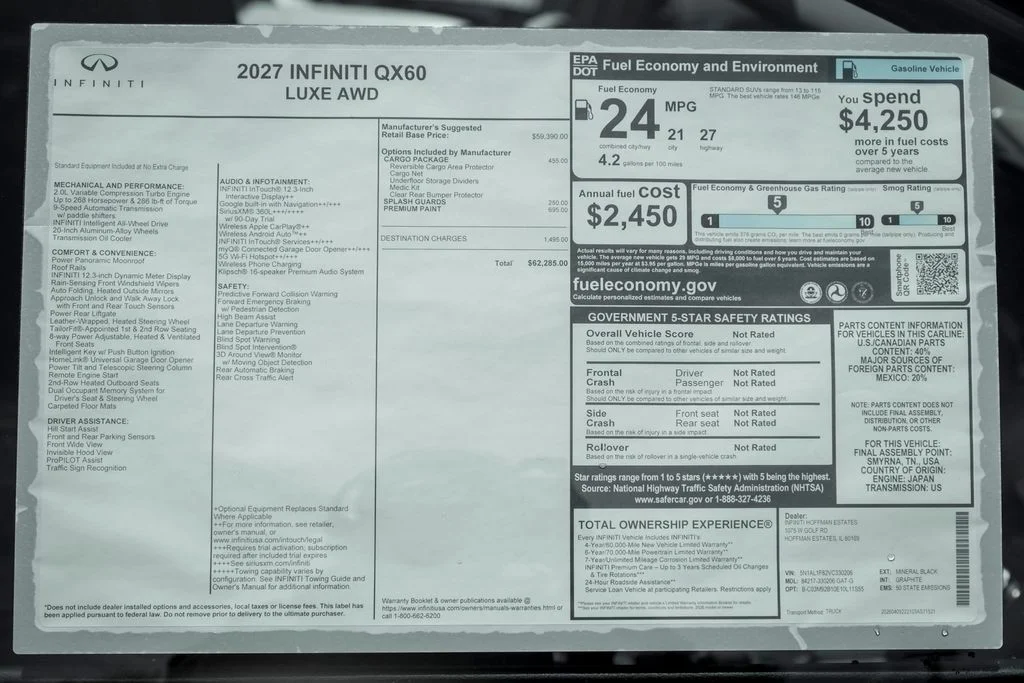 New 2027 MINERAL BLACK INFINITI Luxe AWD image 26