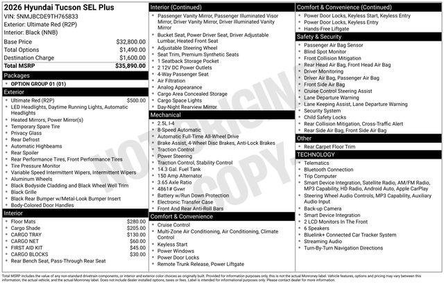 New 2026 Red Hyundai SEL Plus AWD image 24