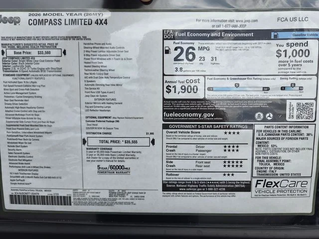 New 2026 Bright White Clear-Coat Exterior Paint Jeep Limited image 3