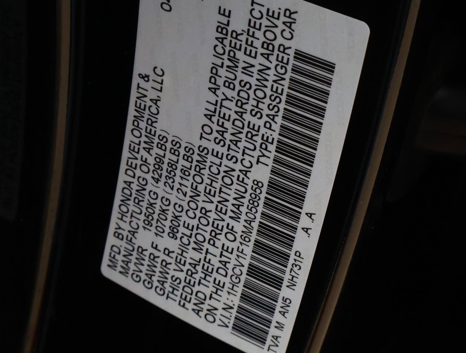 Used 2021 Crystal Black Pearl Honda LX image 20