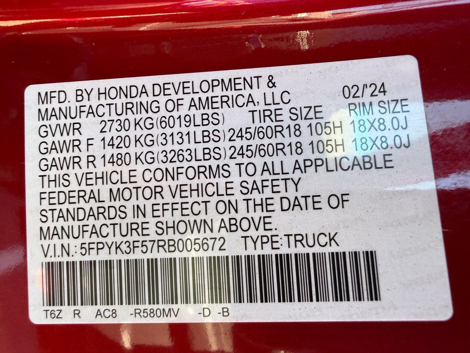 Used 2024 Radiant Red Metallic II Honda AWD RTL image 50