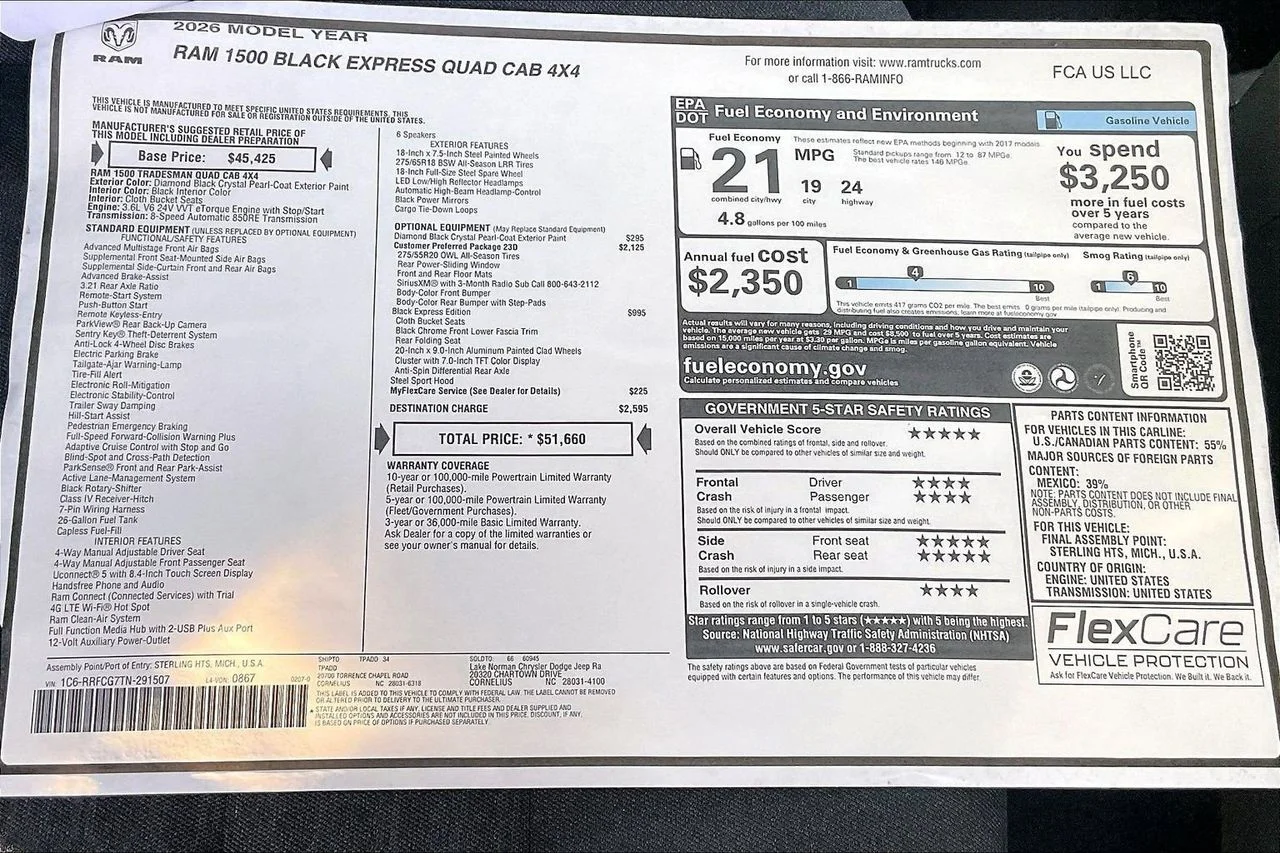 New 2026 Diamond Black Crystal Pearlcoat RAM Express image 36