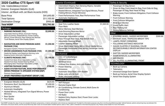 Used 2020 Evergreen Metallic Cadillac Sport image 33