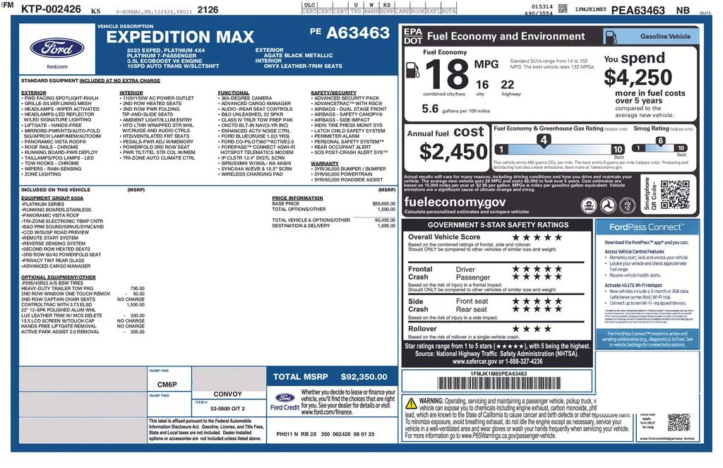 Certified Used 2023 Agate Black Metallic Ford Platinum image 33