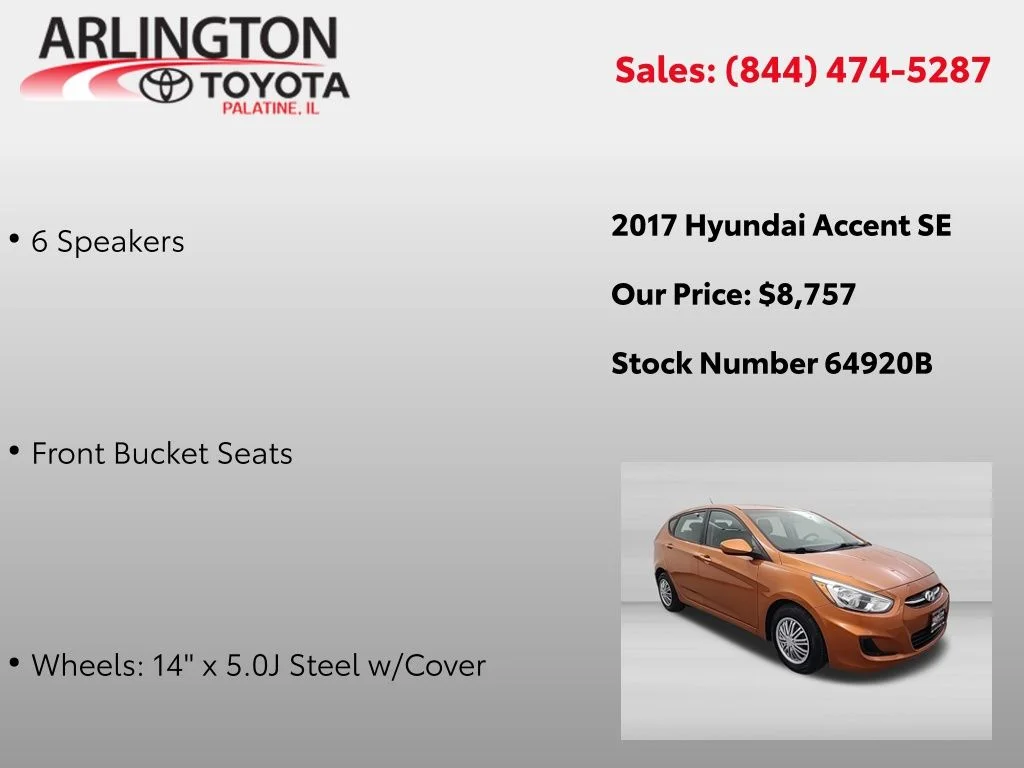 Used 2017 Hyundai Accent SE with VIN KMHCT5AE8HU317116 for sale in Palatine, IL