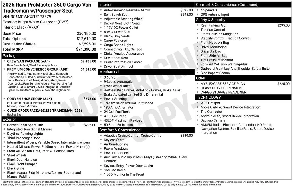 New 2026 Bright White Clear-Coat Exterior Paint RAM Tradesman image 7