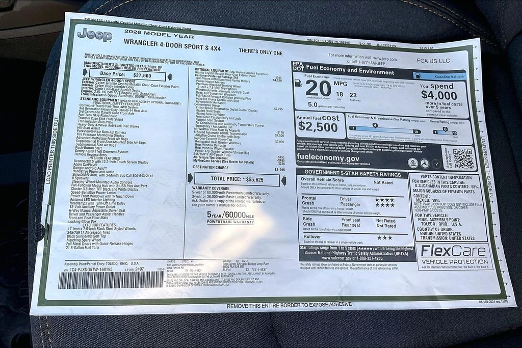 New 2026 Jeep Wrangler Sport S 4D Sport Utility