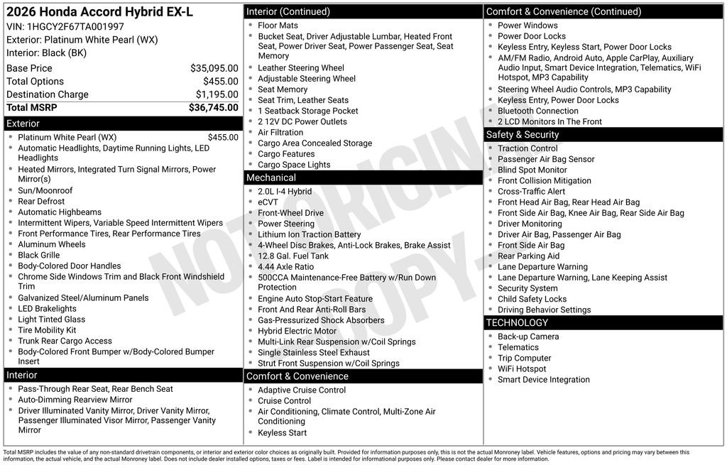 Used 2026 White Honda EX-L image 31