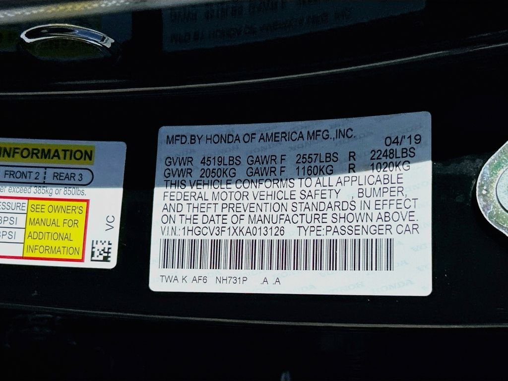 Used 2019 Crystal Black Pearl Honda Base image 29