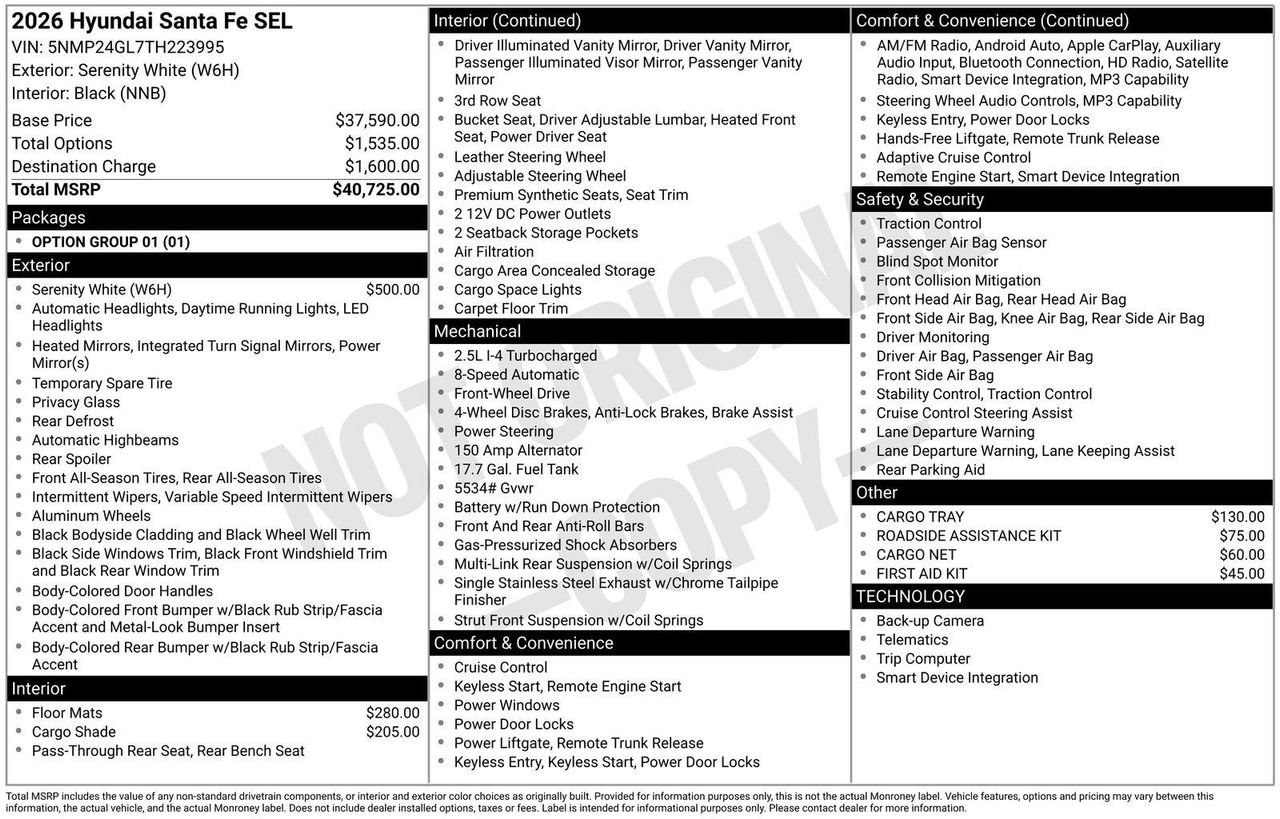 New 2026 Serenity White Hyundai SEL FWD image 5