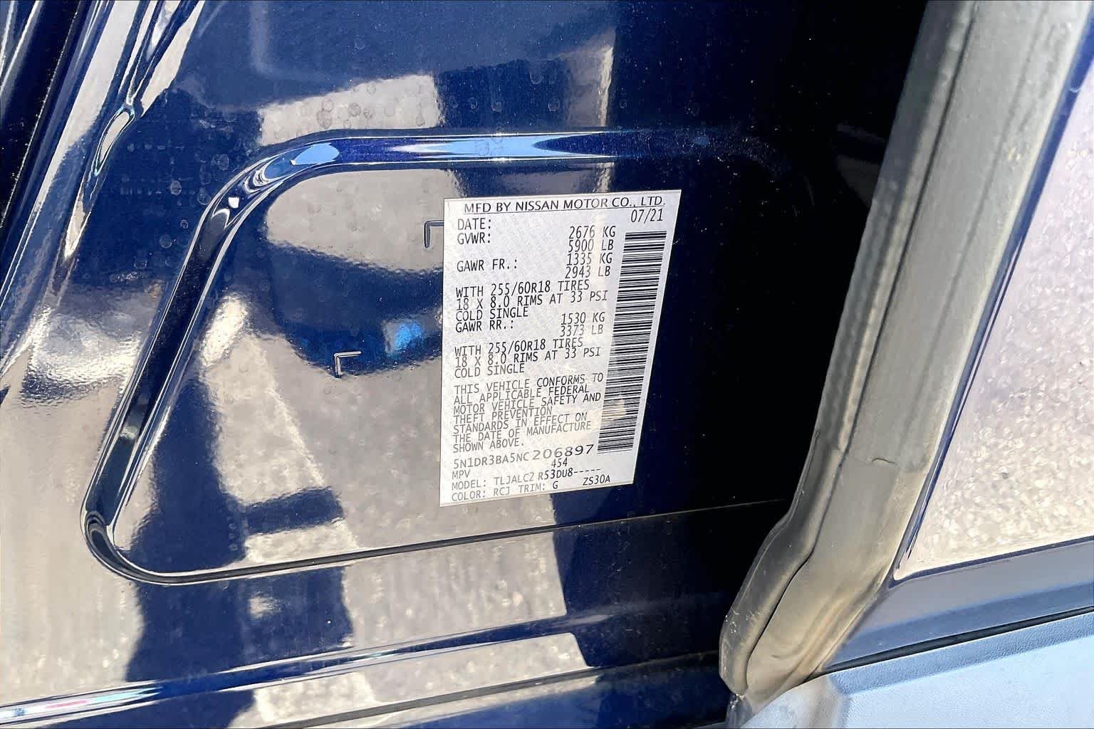 Used 2022 Deep Ocean Blue Pearl Nissan SV image 34