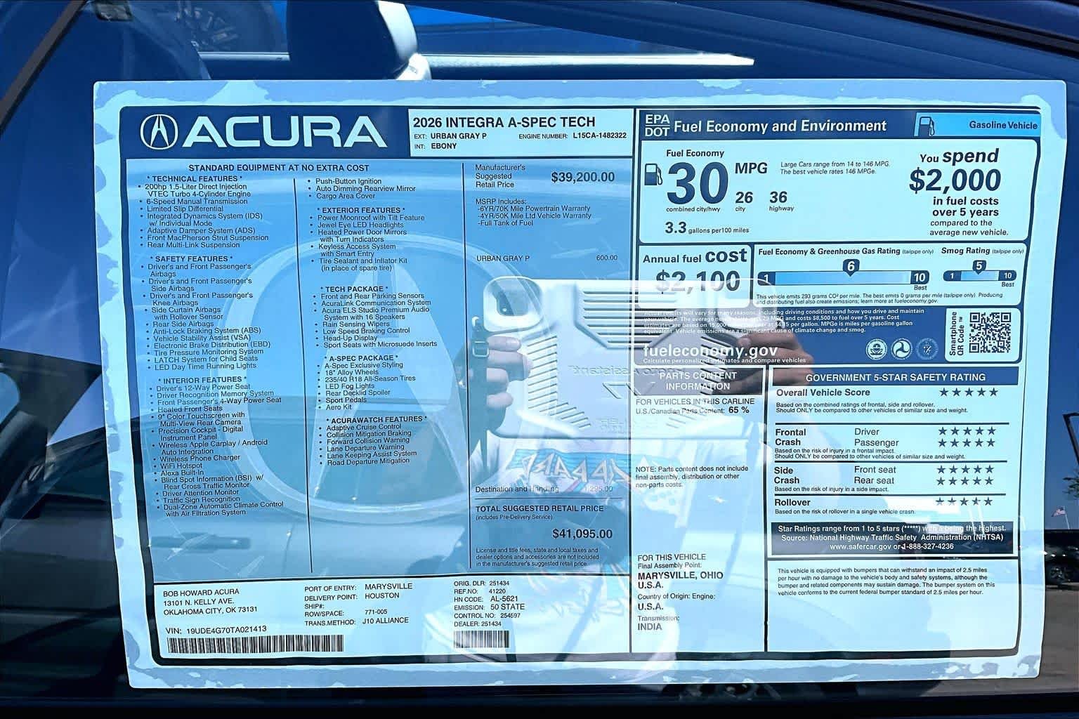 New 2026 Urban Gray Pearl Acura w/A-Spec Technology Package image 19