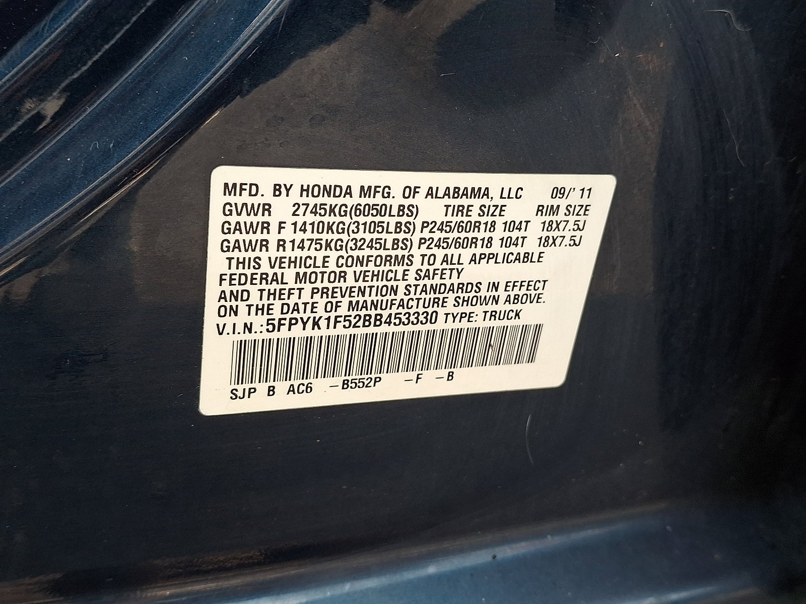 Used 2011 Bali Blue Pearl Honda RTL image 21