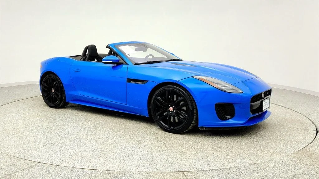 Used 2018 Ultra Blue Metallic Jaguar Convertible Automatic R-Dynamic w/ Exterior Black Design Package image 3