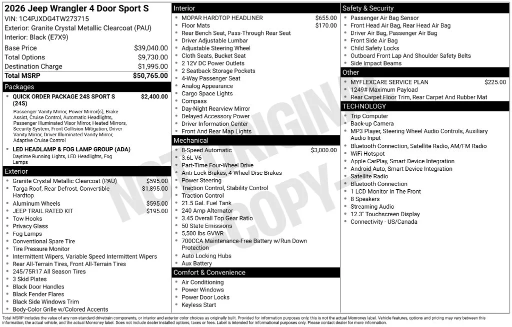 New 2026 Granite Crystal Metallic Clear-Coat Exterior Paint Jeep Sport S image 7