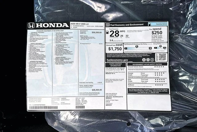 New 2026 Honda HR-V LX 4D Sport Utility