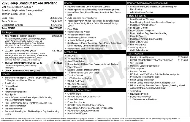 Used 2023 White Jeep Overland image 7