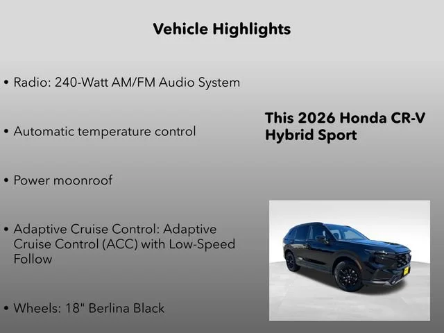 New 2026 Crystal Black Pearl Honda Sport image 5