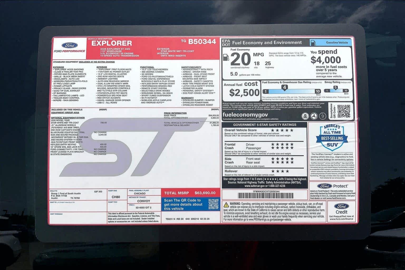 New 2026 Star White Metallic Tri-Coat Ford ST image 21