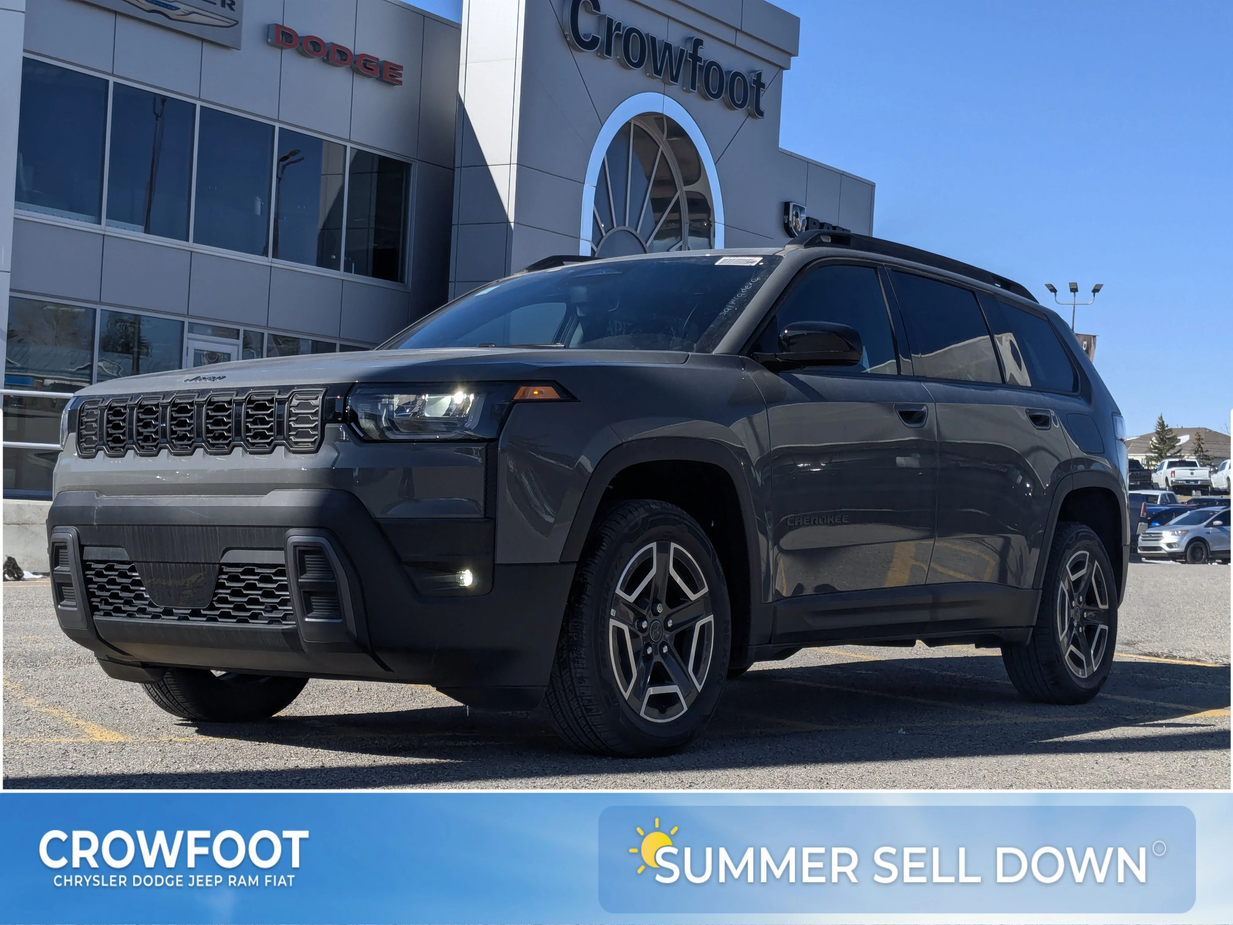 New 2026 Grey Jeep Laredo - - Pkg 23F - Compact Spare - 1.6L Turbo Hybrid - 12.3 Touchscreen & More image 1