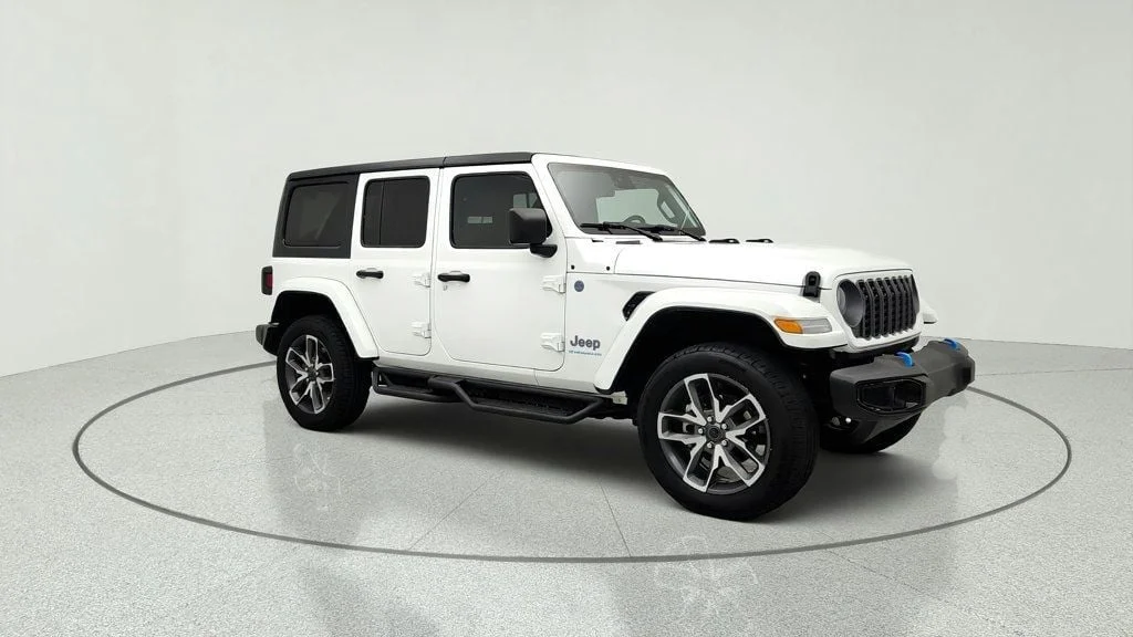 Used 2024 Bright White Clearcoat Jeep Sport S 4x4 w/ Convenience Group & Black Hard Top image 3