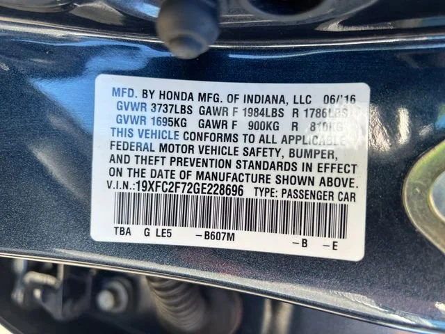 Used 2016 Cosmic Blue Metallic Honda EX image 17