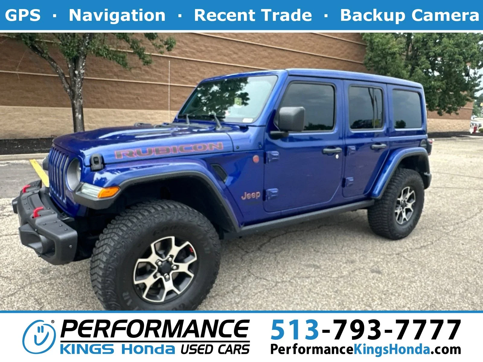 Used 2020 Ocean Blue Metallic Clearcoat Jeep Rubicon image 1
