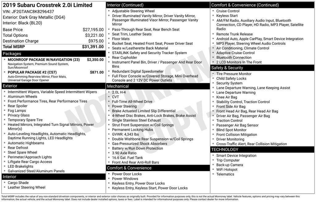 Used 2019 Subaru Crosstrek Limited with VIN JF2GTANC8K8296437 for sale in Port Orchard, WA