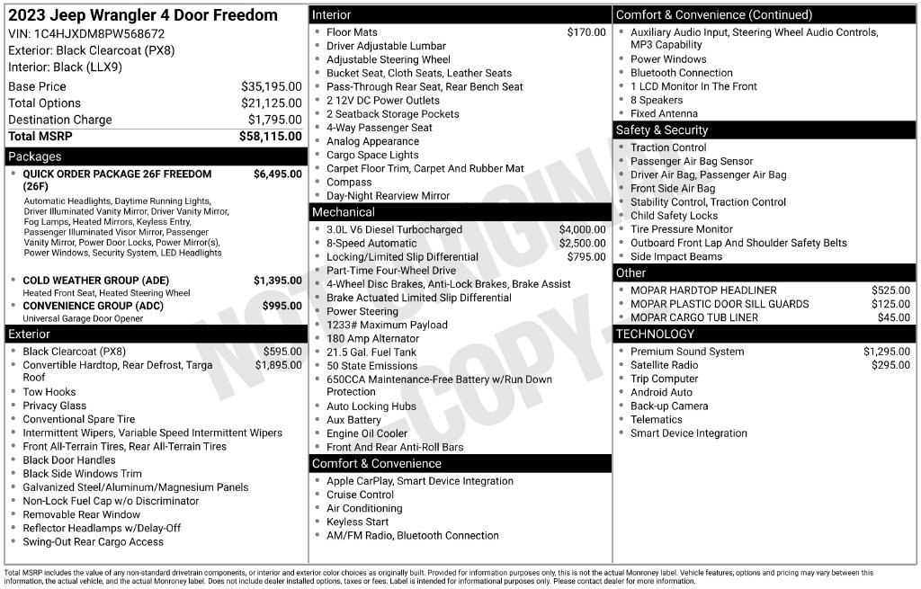 Used 2023 Black Clearcoat Jeep Sport S freedom edition *diesel w/$19,865 in factory options!*  image 9
