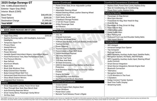 Used 2025 Gray Dodge GT image 1