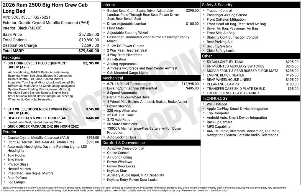 New 2026 Granite Crystal Metallic Clearcoat RAM Big Horn image 12