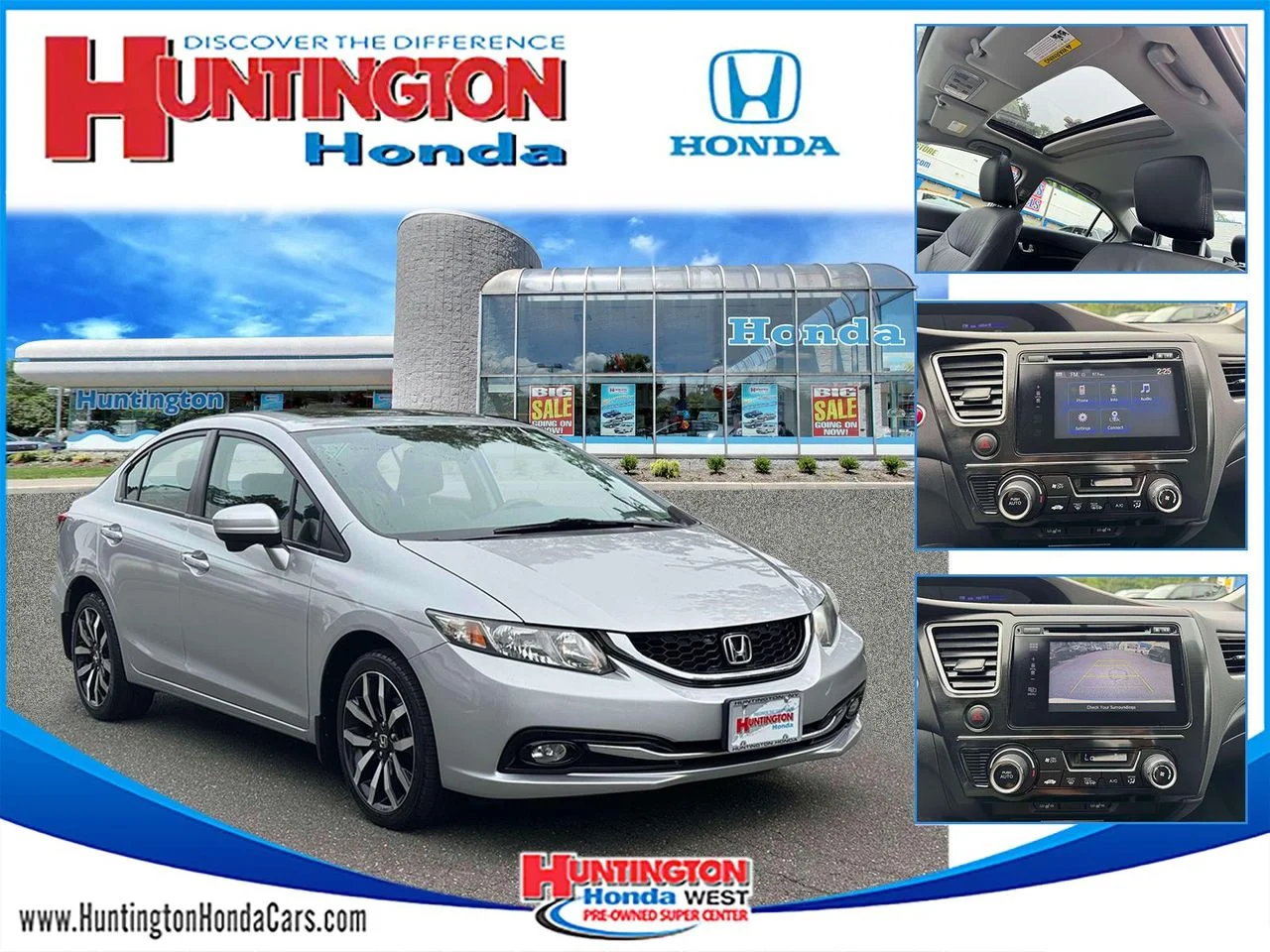 Certified Used 2015 Alabaster Silver Metallic Honda EX-L image 1